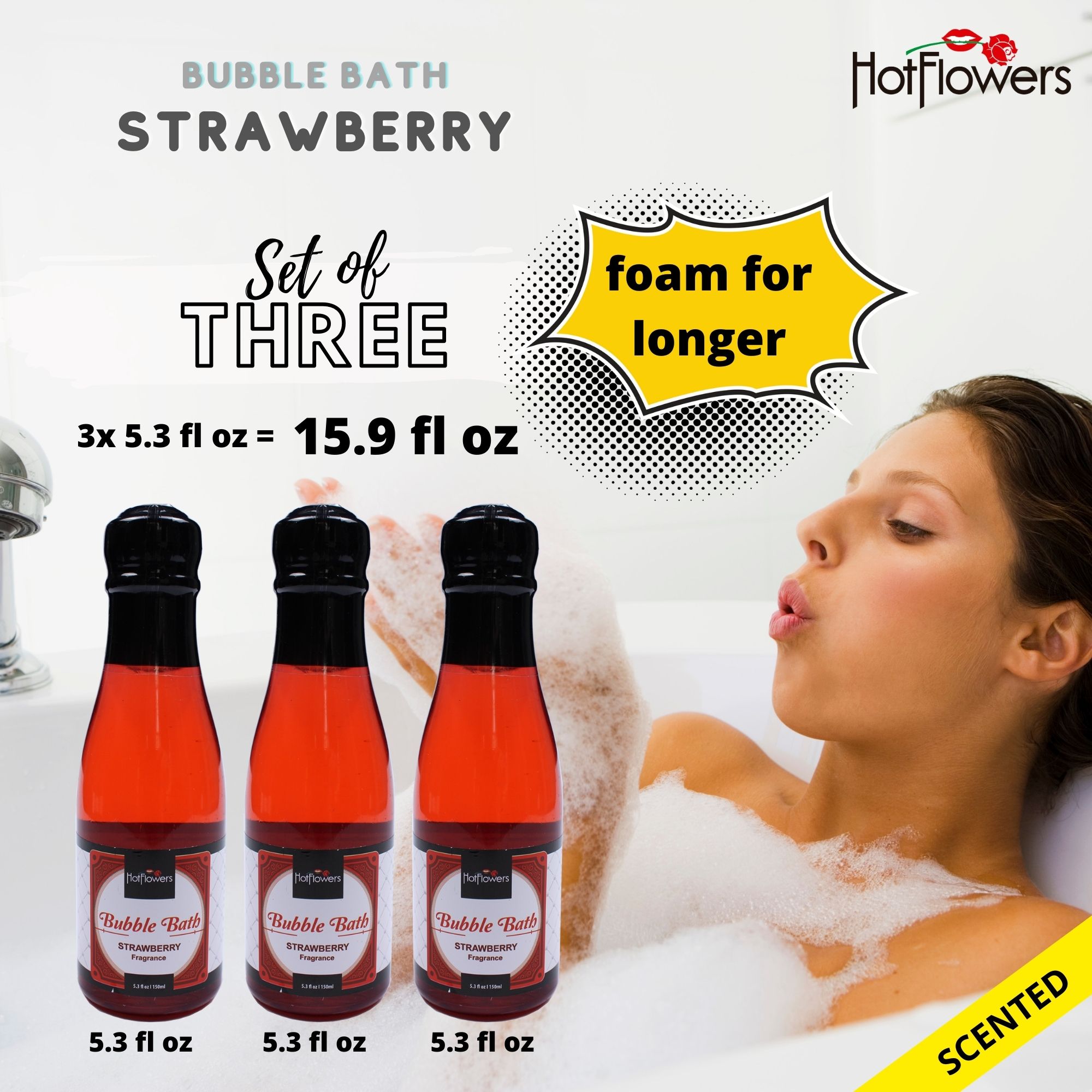 HC757-2 Strawberry Hot Flowers Bubble Bath Strawberry Scented