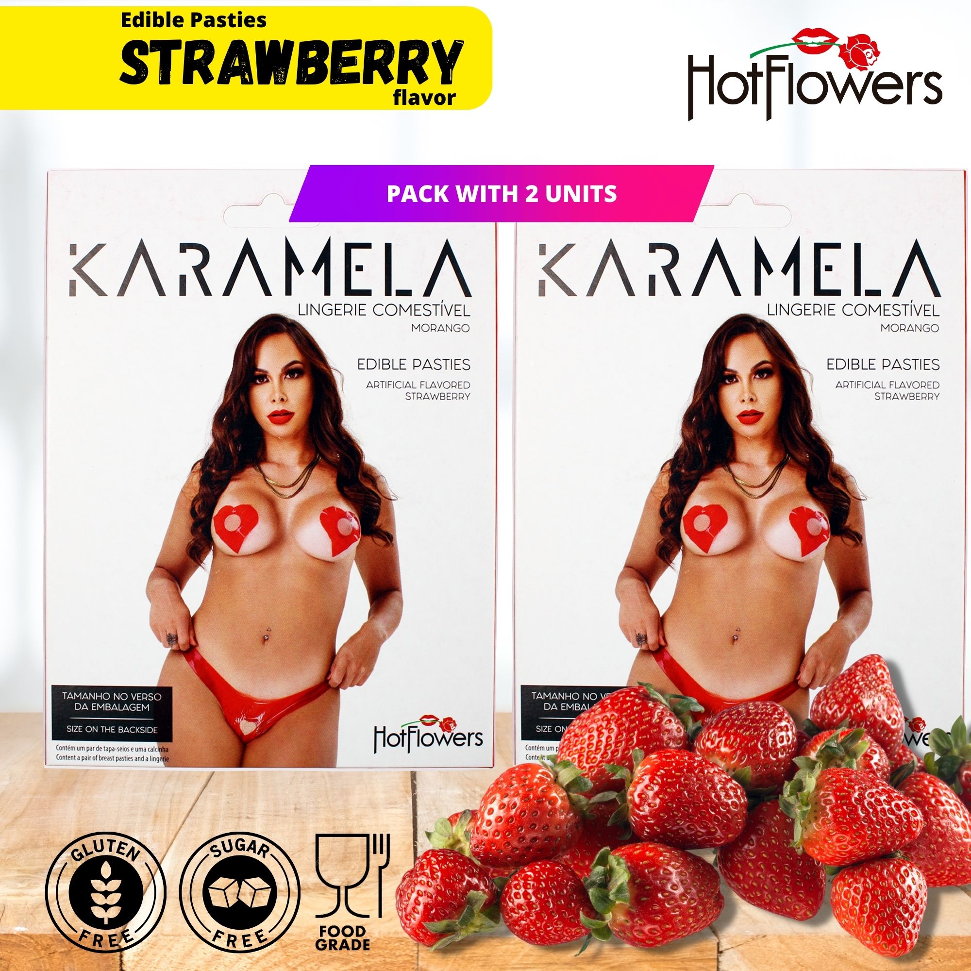 HZ633-0 Edible Pastie Karamela Strawberry Hot Flowers Edible Pasties Karamela for Women