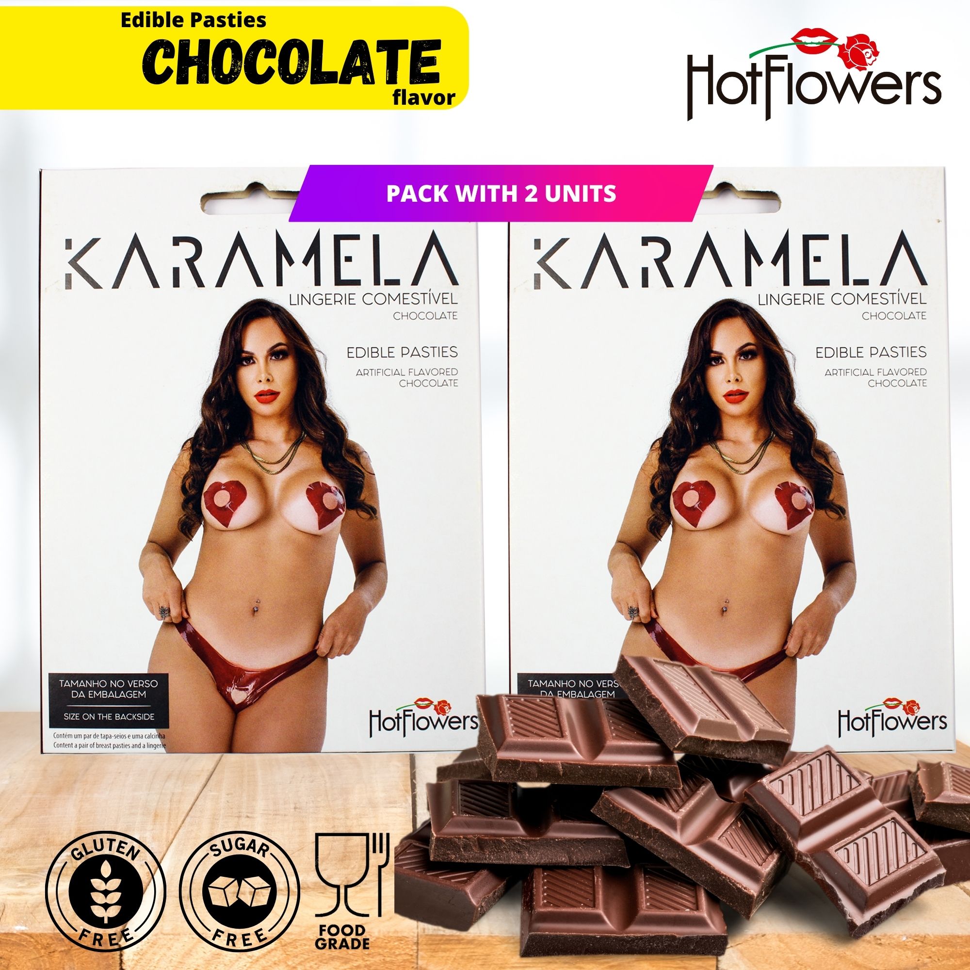 HZ634-0 Edible Pastie Karamela Chocolate Hot Flowers Edible Pasties Karamela for Women