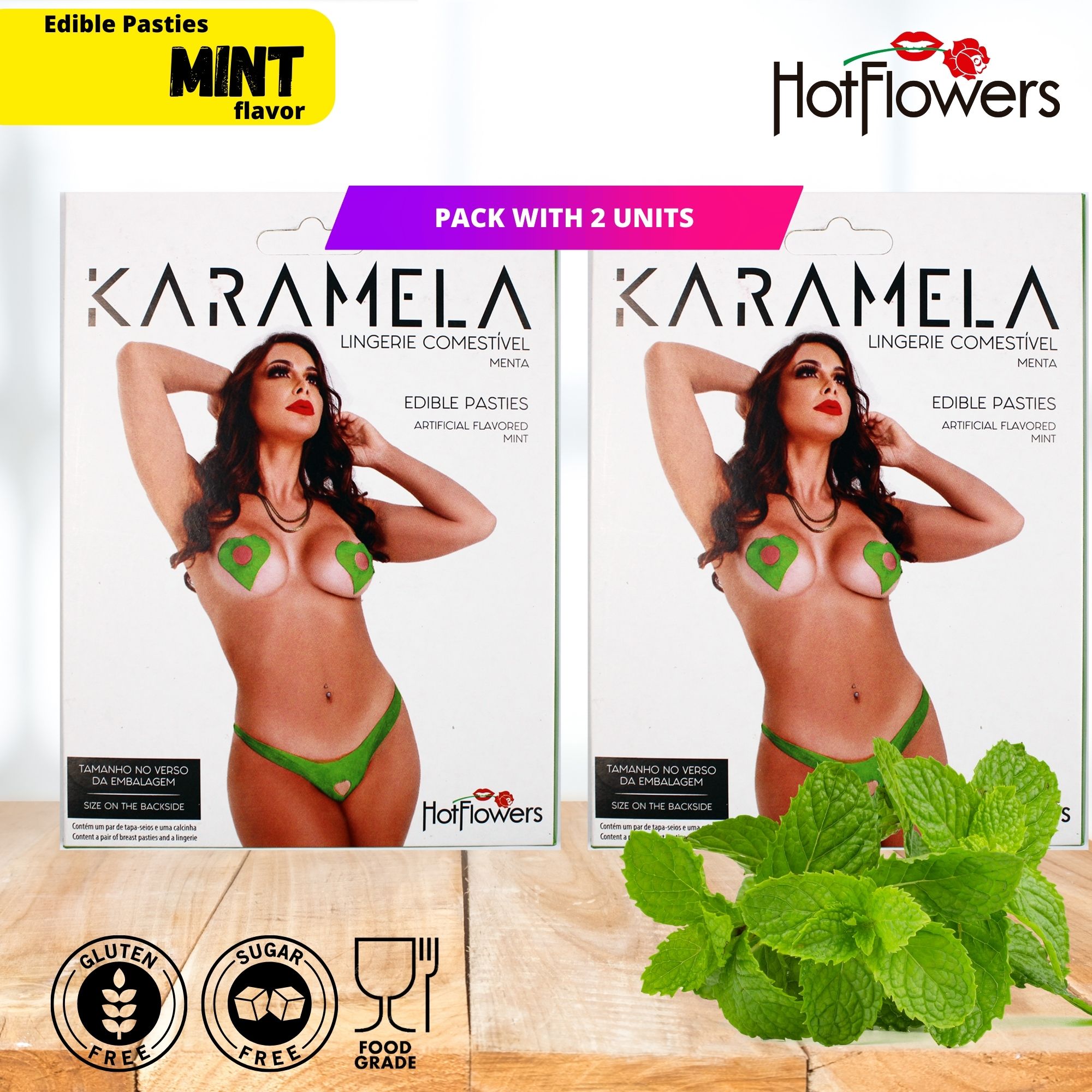HZ635-0 Edible Pastie Karamela Mint Hot Flowers Edible Pasties Karamela for Women